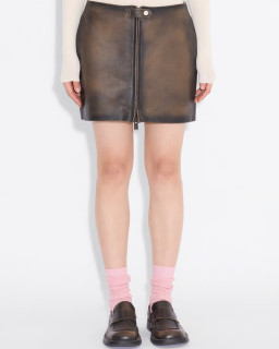 Brown Leather Mini Skirt