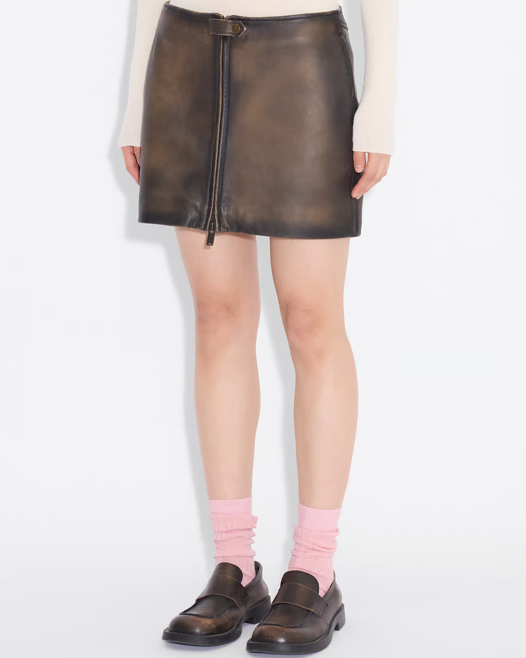 Brown Leather Mini Skirt