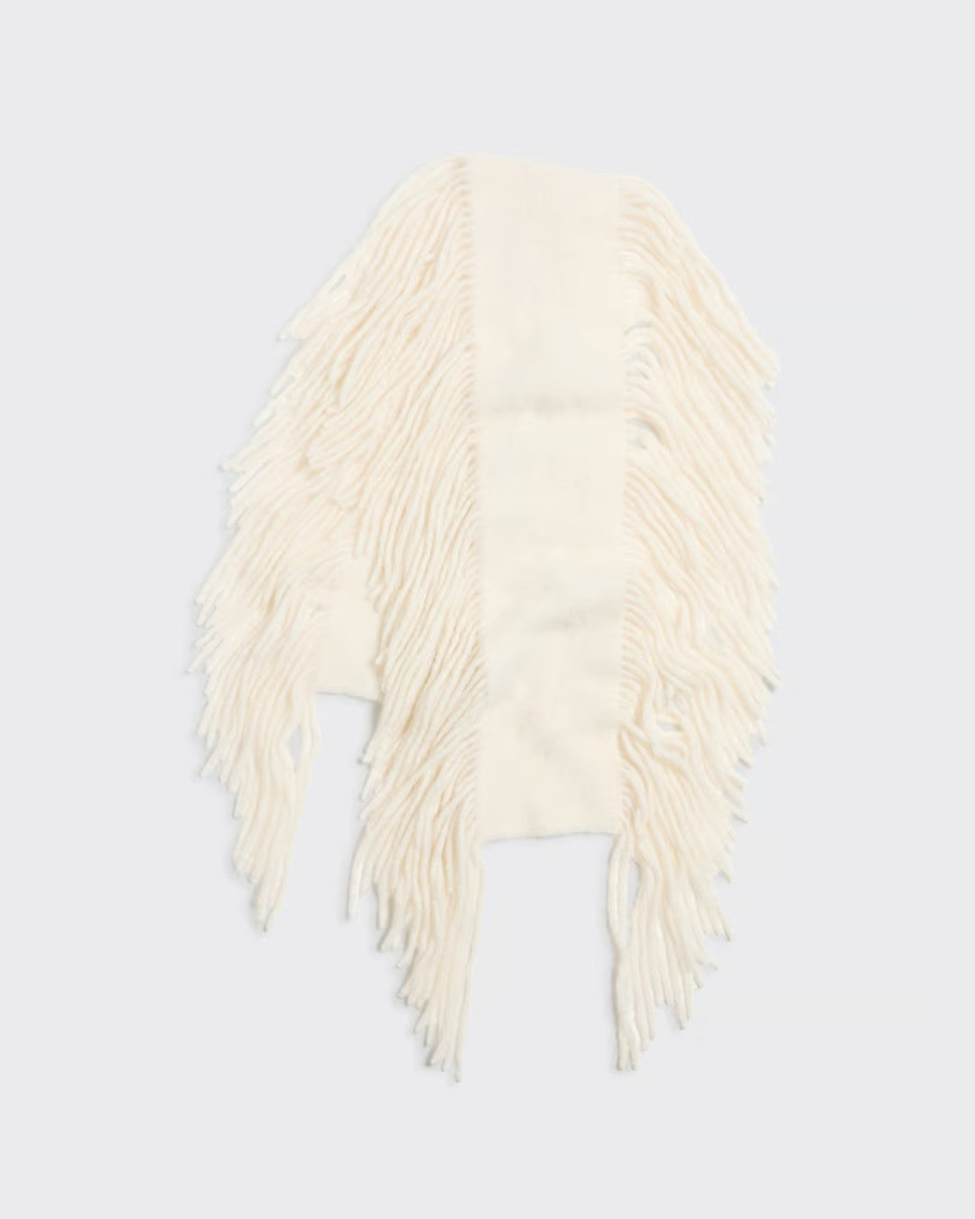 White Wool Scarf with Tassels