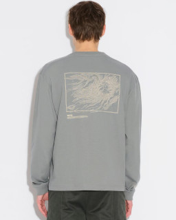 Abstract Print Grey Long Sleeve Top
